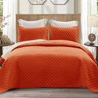 Exclusivo Mezcla Reversible California King Size Quilt Bedding Set with Pillow Shams, Lightweight Quilts Cal King Size, Soft Bedspreads Bed Coverlets for All Seasons - (Burnt Orange, 112"x104")