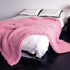 Chunky Knit Blanket - Luxury Soft Cozy 40 * 50 Throw Blanket,100% Woven Blanket Rope Knot Throw Blanket for Couch, Sofa, Home Decor, Gift - Machine Washable（Pink）