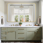 Bathroom Mirror 55" x 36", Large Rectangle Wall Mirror, Gold Metal Frame Wall Mounted Mirrors for Bathroom, Vanity, Bedroom, Entryway Decor(Horizontal/Vertical)