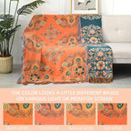 Boho Throw Blanket for Bed - 100% Pure Cotton Ultra Soft Rustic Quilt - Farmhouse Decor Bed Blankets, All Season Rustic Throw for Sofa Couch Chair(60"×80", Boho)