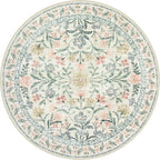 Wonnitar Floral Round Rugs 6ft, Boho Large Machine Washable Circle Rug, Low Pile Soft Flower Botanical Print Beige Round Carpet for Living Room Bedroom Dorm Sunroom