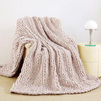 Admitrack Chunky Knit Blanket Throw, 100% Hand Knit Chenille Throw Blanket for Sofa & Home Decor, Soft and Cozy Knitted Throw Blankets (Pink，51"x63")