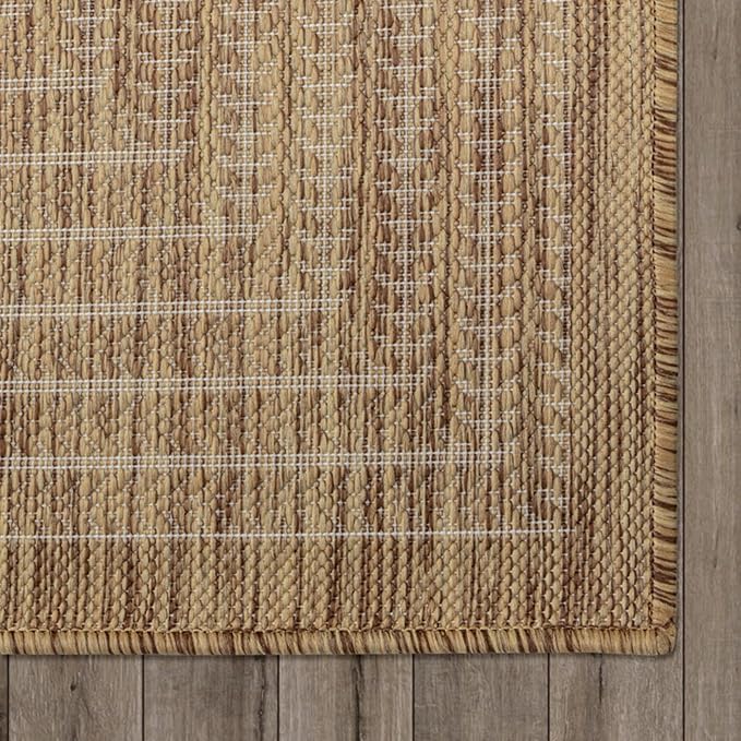 Adiva Rugs Outdoor Indoor Area Rug, Weather Resistant, Easy to Clean, Stain Resistant Floor Mat for Dining Room, Backyard, Deck, Patio (Wooden, 10' x 14')