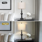 Farmhouse Table Lamps Set of 2, 27" Black Vintage Bedside Lamps with USB A+C Charging Ports, 3-Way Dimmable Touch Control Rustic Nightstand Lamp for Living Room Office(Bulbs Included)