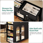 Kitchen Island with Drop Leaf & Power Outlet, Rolling Kitchen Island on Wheels with Trash Can Storage, Island Table Bar Cart with Spice Rack, Towel Rack, Drawers, Mobile Kitchen Carts on Wheels