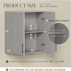 FIMELLO 30" Kitchen Wall Storage Cabinet with Adjustable Shelf, Laundry Cabinet with Doors, Bathroom Storage Cabinet Wall Mount, Storage Cabinet for Bathroom, Kitchen, Laundry Room Cabinet, Grey
