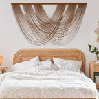 Large Macrame Wall Hanging Brown Die-Dyed 59.00" W x 31.00" L Boho Wall Decor Yarn Tapestry Craftsmanship Home Macrame Wall Decor