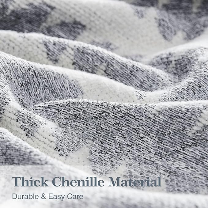 Couch Cover Boho for Dogs Washable Grey Couch Covers for 2 Cushion Couch, Chenille Sectional Couch Covers L Shape Sofa Cover, Furniture Protector for Kids, Pets, Grey 71" X150"