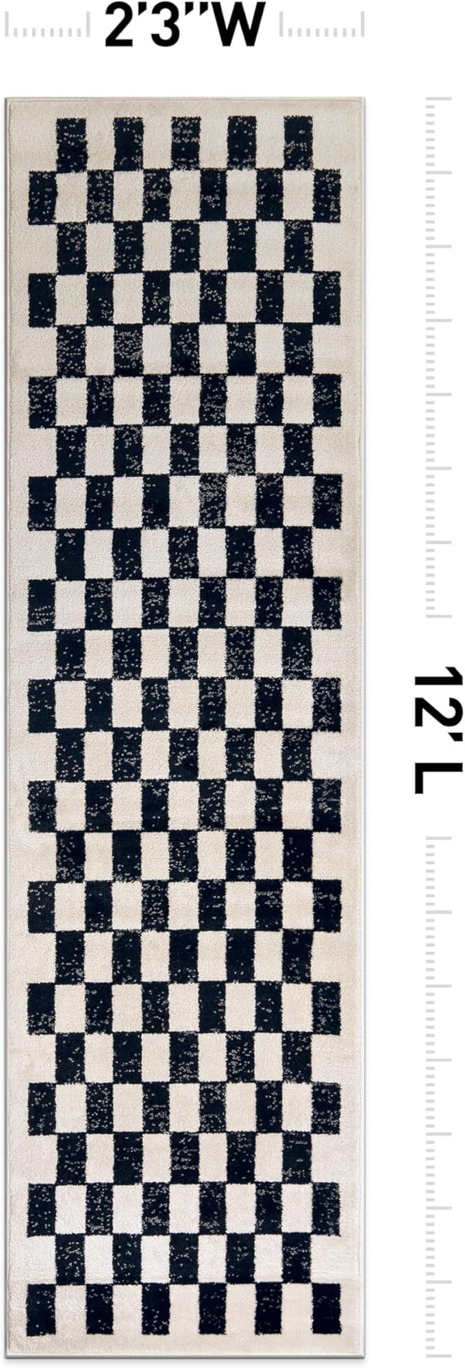 Rugshop Black and White Checkered Area Rug – High-Contrast Grid Pattern Carpet for Living Room, Bedroom, or Dorm – Trendy Contemporary Soft Floor Décor 2' 3" x 12' Runner Black