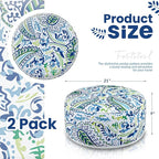 2 Pack Outdoor Inflatable Ottoman Waterproof Inflatable Pouf Foot Rest with Handle D21 x H9 Portable Outdoor Foot Rest for Patio Garden Camping or Home