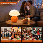 Mushroom Table Lamp, Orange Vintage LED Desk Light for Bedroom, Dimmable Ambient Lighting with Glass Shade for Bedroom, Reading, Home Décor, Gift for Friends