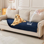 HAOMAIJIA Waterproof Couch Cover for Dogs Washable,Faux Fur Pet Couch Covers for Sofa,Soft Dog Bed Cover Non-Slip Couch Covers for 3 Cushion Couch Sofa Pet Friendly (Navy Blue, 35" x 82" 1 Pack)