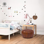 Handmade Moroccan Genuine Leather Pouf Ottoman Cover – Unstuffed Foot Stool Ottoman, Boho Foot Rest Under Desk, Round Ottoman for Living Room, Bedroom - Housewarming Gifts New Home, Weddings Gifts