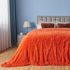 GONAAP Fuzzy Faux Fur Throw Blanket Queen Size Orange Super Soft Cozy Plush Fuzzy Shaggy Blanket for Couch Sofa Bed (Orange, Queen(90"x90"))