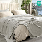 PHF Cooling Waffle Blanket Queen Size, Lightweight 60% Rayon Derived from Bamboo & 40% Cotton Breathable Blanket for Hot Sleepers, Soft and Luxury for Bed Couch and Sofa, 90"x90", Grey