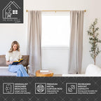 Blackout Curtain Rod Wrap Around Design - Adjustable 66-120 Inches - Wall/Ceiling Mount - Heavy Duty Metal - Room Darkening French Return Drapery Hardware - Modern Minimalist Bracket - Brushed Gold