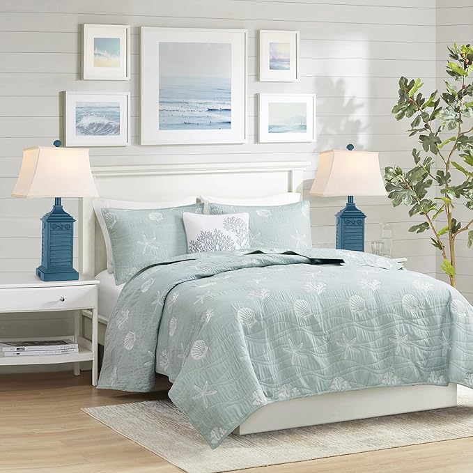 Set of 2 Table Lamps for Living Room Bedrooms, Coastal Nautical Navy Blue Bedside Nightstand Lamp with 2 USB Ports 1 AC Outlet, 3-Color Temperature Farmhouse Beach End Tables Lamp with LED Bulbs