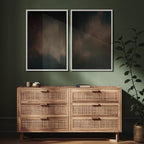 SIGNFORD Framed Canvas Print Wall Art Set Moody Dark Abstract Earth Tones Illustration Modern Art Decorative Nordic Nature for Living Room, Bedroom, Office - 16"x24"x2 White