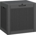 31 Gallon Deck Box, Resin Outdoor Storage Box, Waterproof and UV Resistant Deck Box, Lightweight Storage Box for Garden Tools, Pool Supplies