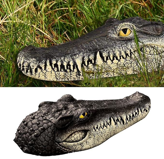 Floating Alligator Head,Alligator Head Decoy for Pool,Resin Crocodile Head for Swimming Pool and Pond,Deterrent Ducks,Predator,Heron etc,Outdoor Statues,Garden Home Decor Art