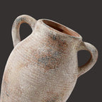 Sunddo 8 inch Rustic Vase for Home Decor, Farmhouse Terracotta Decorative Vase with Handles, Centerpiece Table Decorations, Distressed Living Room, Shelf, Mantle, Entryway, Table Decor