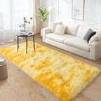 Small Rugs for Bedroom, 2x6 Fluffy Rug, Non-Slip Shag Soft Area Rug, Fuzzy Carpet for Kids Girls Boys, Modern Home Decor Aesthetic, Tie-Dyed Yellow