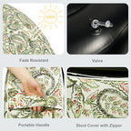 LVTXIII Inflatable Stool Ottoman Footrest with Handle, Decorative Fade-Resistant Foot Stool, Indoor or Outdoor Pouf for Home Garden and Camping Use, 21x21x9, Faylinn Shadow Paisley