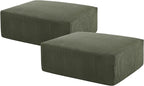 40" Square Stuffed Ottoman Pouf for Sofa Couch, Corduroy Poufs with Foam Chunk Filling, Furry & Fluffy Foot Stool Movable Ottoman. 40 * 31 Floor Poufs Foot Rest for Living Room, Green