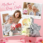 GIGALUMI Solar Garden Outdoor Statues for Women, Mom, Grandma. Elephant Figurine Housewarming and Birthday Gifts Outdoor Statue Light Decor Ornament for Backyard, Patio, Balcony, Lawn, Pond