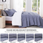 Love's cabin Twin Quilt Bedding Set Bluish Grey Bedspreads - Soft Bed Summer Lightweight Bedspread Comforter - Wave Pattern Bedding Coverlet for All Season - 2 Pieces (1 Quilt, 1 Pillow Sham)