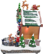 Holiday Cuckoo Clock Santa Reindeer LED Lighted Animated Christmas Village with Sound and Motion 6" x 6" x 8"