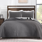 Exclusivo Mezcla Reversible King Size Quilt Bedding Set with Pillow Shams, Lightweight Quilts King Size, Soft Bedspreads Bed Coverlets for All Seasons - (Grey, 104"x96")