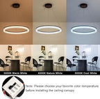 Modern Black Led Pendant Light,24W Dimmable LED Chandelier Lighting Fixture, 1 Ring Circular Hanging Led Pendant Lighting for Living Room Dining Room Kitchen Island Foyer Office