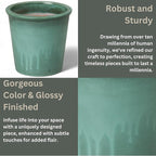 Emissary Round Stoneware Planter (Parent SKU 12012) (Green, 10" D x 10" H)