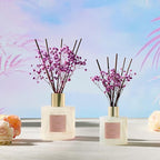 COCORRÍNA Reed Diffuser - Cherry Blossom 17 Fl.oz Reed Diffuser with 8 Sticks Scented Diffuser with Preserved Flowers for Bathroom Home Decor