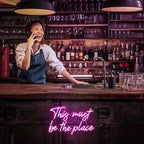 Kavaas This Must Be the Place Neon Signs 16.5" x 10.3", Pink LED Light Up Signs for Wall Decor | This Must Be The Place Sign for Bedroom, Bar, Cafe, Office, Man Cave