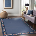 Beverly Rug Outdoor Rug 9x12 Modern Bordered Large Area Rugs for Indoor and Outdoor Patio Easy to Clean Non Shedding Living Room Porch Garden Washable Outside Carpet (9 x 12 Blue)