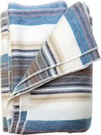 Alpaca Wool Throw Blanket | Super Soft, Lightweight, Breathable and Hypoallergenic | Non-Itchy or Scratchy (Blue White Varicolored, Queen (U.S. Standard))