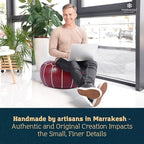 Marrakesh Gallery Genuine Leather Round Pouf Unstuffed - Moroccan Ottoman Footstool, Footrest Cover - Boho Decor - Bohemian Living Room, Bedroom, Kids Room, Gift & Wedding