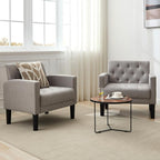 TYBOATLE Accent Chairs Set of 2 Comfy Living Room Chair Tufted Mid Century Modern Accent Chair, Cozy Upholstered Reading Arm Chair for Office, Bedroom (Light Grey, Set of 2)