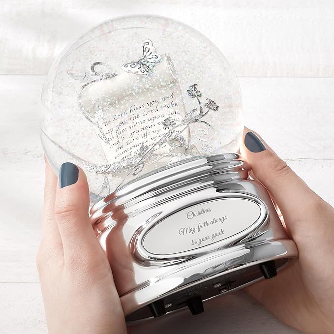 THINGS REMEMBERED Engraved Inspirational Prayer Scroll Musical Snow Globe, Plays “Amazing Grace” Music, Beautiful and Unique Gift (Free Customization)