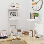 Fun Memories Wood Floating Shelves 16 Inch, 10 Inch Deep Shelves Wall Mount, Wall Shelves with Invisible Bracket, 16" Floating Shelves for Living Room Bathroom Bedroom, White, Set of 2