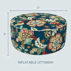 LVTXIII Inflatable Stool Ottoman Footrest with Handle, All Weather Foot Rest, Indoor or Outdoor Use for Home Patio Garden and Camping, D21 x H9, Peacock Blue