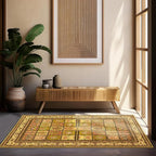 Topllen Washable Area Rug - 3'x5' Boho Bedroom Rug Indoor, Non-Slip Low-Pile Rugs for Living Room Bathroom Kitchen Front Door, Entry Throw Carpet Stain Resistance (Yellow, 3x5ft)