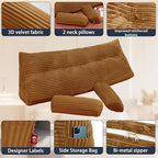 Headboard Wedge Pillow with 2 Pack Neck Roll Pillow Large Headboard Pillow Soft and Supportive Bed Rest Reading Pillows for Sitting in Bed with Removable Cover (Brown, King：76x8x20 Inches)