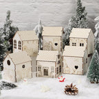 Hiboom 12 Pcs DIY Christmas Village Sets Wood Gingerbread Man Houses Christmas Mini Wooden House Gift for Winter Xmas Party Decorations