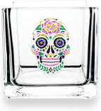 THE QUEENS' JEWELS Sugar Skull Jeweled 4x4 Candle Holder Vase - Unique Gift for Women, Birthday, Cute, Fun, Cocktail, Queen, Not Painted, Decorated, Bling, Bedazzled, Rhinestone