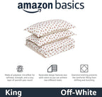 Amazon Basics Lightweight Microfiber Comforter Sets, 3-Pieces, Off White, Floral, King