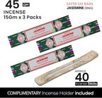 Satya Nagchampa Jasmine Incense Sticks, Satya Bng (Bangalore) Insenses 15gmx3 Pack (45 GMS) with Raajsee Incense Holder Bundle, Satya Nagchampa Natural Incense