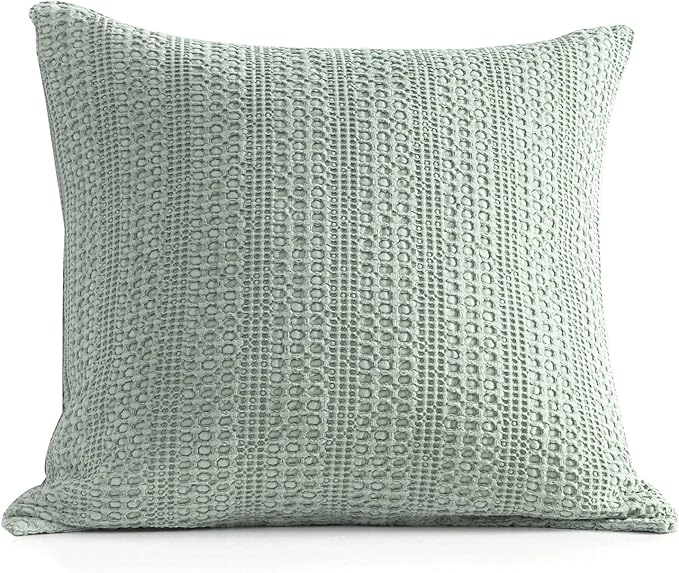 1pc Sage Green Pillow Cover 18x18 Boho Throw Pillow Covers Decorative Pillow Shams Stone Washed Cotton Pillowcase for Couch Sofa Chair Bed Car
